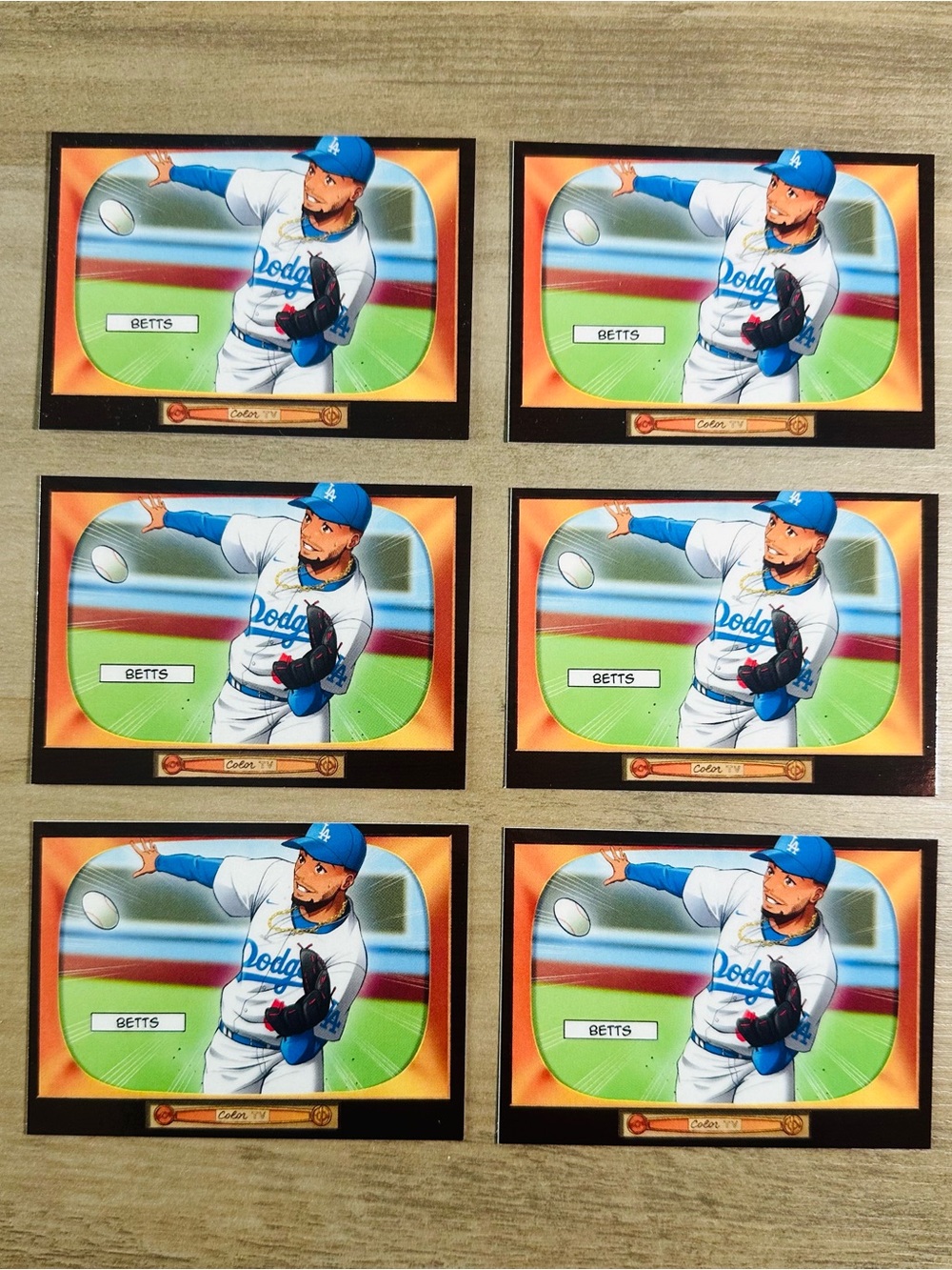 Mookie Betts Lot of (6) 2024 Topps 55’ Anime #BA-8 Novelty Baseball Cards.